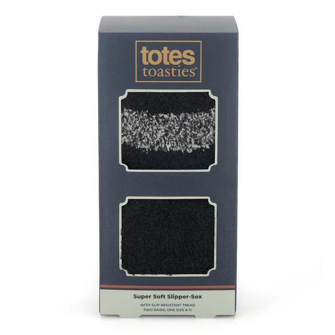 totes toasties® Mens Supersoft Twin Pack Slipper Socks Black / Grey Extra Image 6